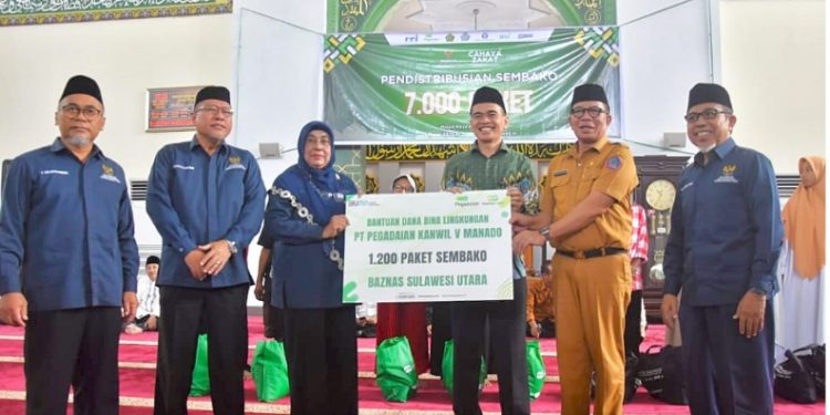 P.T Pegadaian Manado Mendistribusikan 1200 Paket Di Bulan Suci Ramadhan Kepada Mustahiq Bekerja Sama Dengan BAZNAS Sulut., 25/3/2025