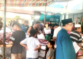 Pemotongan Hewan Sapi Qurban 12 Ekor Hasil Swadaya Jamaah Mesjid Azidin Jalan Sea. 6/6/2025.