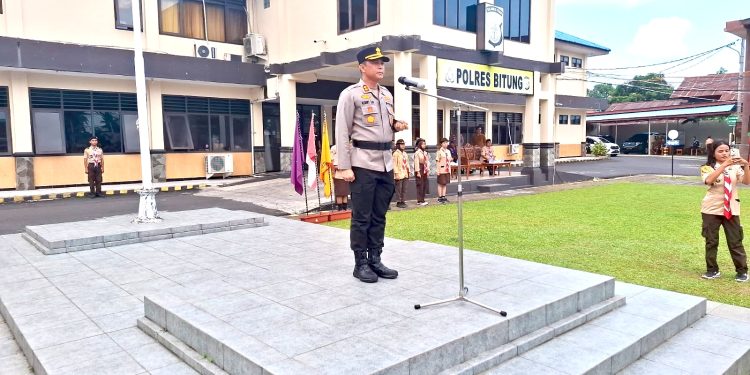 Kapolres Bitung Pimpin Upacara Pembukaan Perkemahan Dikcaprasa Saka Bhayangkara Angkatan IX.