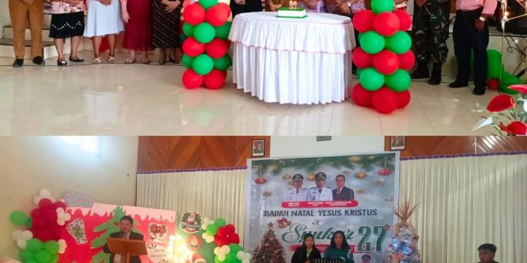 Pemdes Ratatotok Selatan Gelar Ibadah Natal Sekaligus Merayakan Hut Desa Ratatotok Selatan Ke 27 Tahun.
