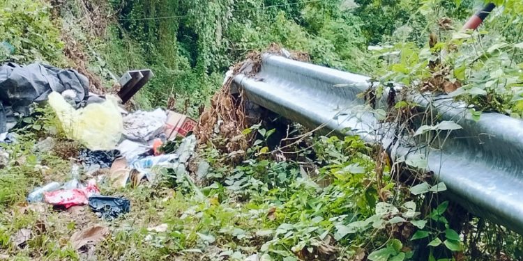 Pagar Pengaman Jalan Di Buyat Kecamatan Kotabunan Rusak.