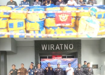 Press Release Di Pimpin Wadan Kodaeral VIII Manado Terkait Penangkapan 1450 Kg Cianida(CN) Selundupan