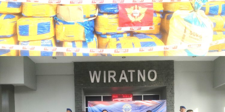 Press Release Di Pimpin Wadan Kodaeral VIII Manado Terkait Penangkapan 1450 Kg Cianida(CN) Selundupan