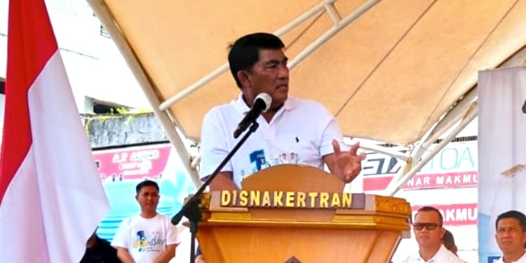 Dalam Kesempatan Hari Buruh Internasional Gubernur YSK Tegaskan Komitmenya Untuk Meningkatkan Kesejahteraan Buruh